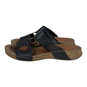 Rieker Black Leather Slip On Sandals Size EU 40 US 9